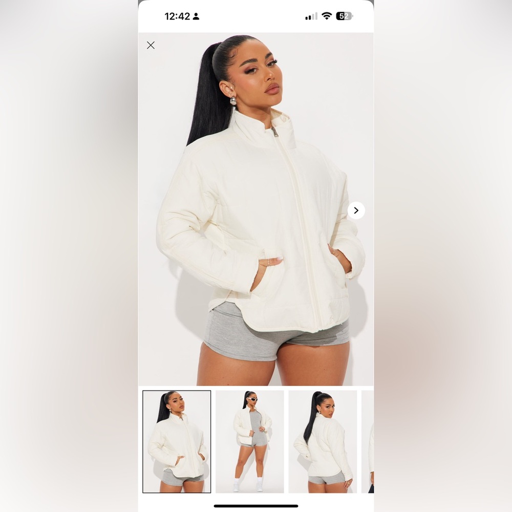 Fashion Nova Cream Puffer Jacket Cozy and Stylish
